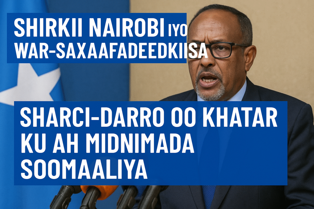 Shirkii Nairobi iyo War-saxaafadeedkiisa: Sharci-darro oo Khatar ku ah Midnimada Soomaaliya
