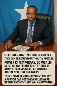 There is no genuine accountability. A person can become a millionaire in three months and walk away untouched.