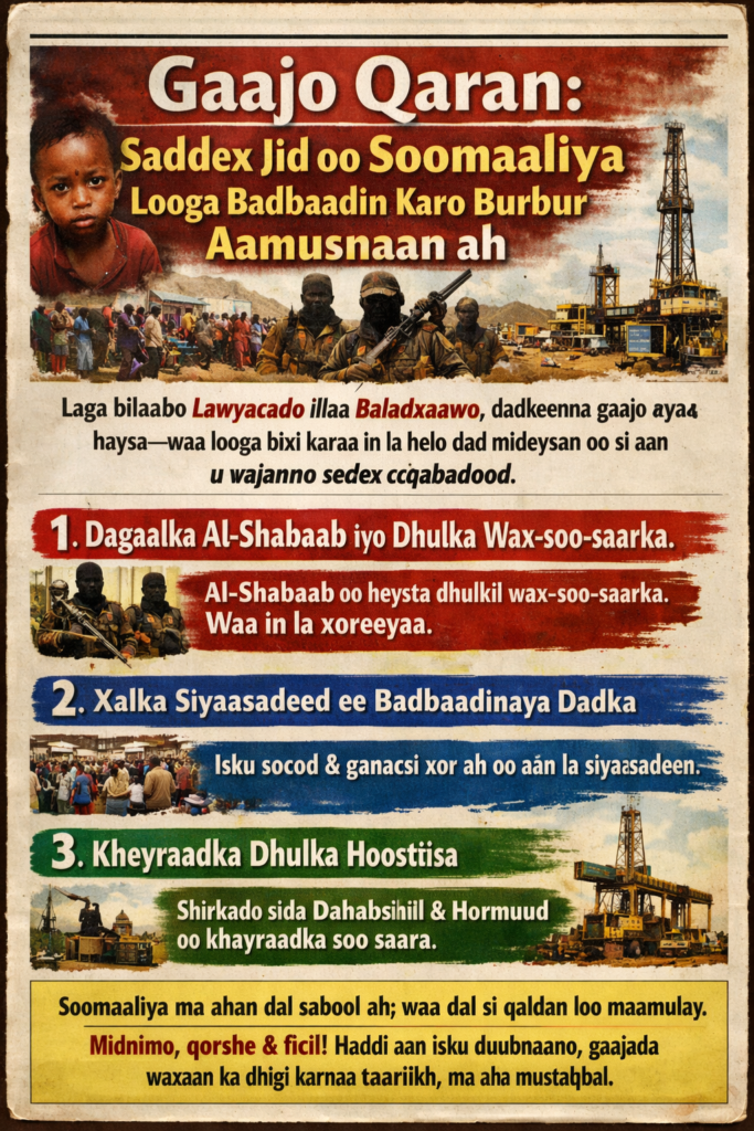 Gaajo Qaran - Saddex Jid oo Soomaaliya Looga Badbaadin Karo Burbur Aamusnaan ah