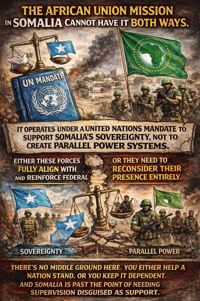 The African Union mission in Somalia  cannot have it both ways